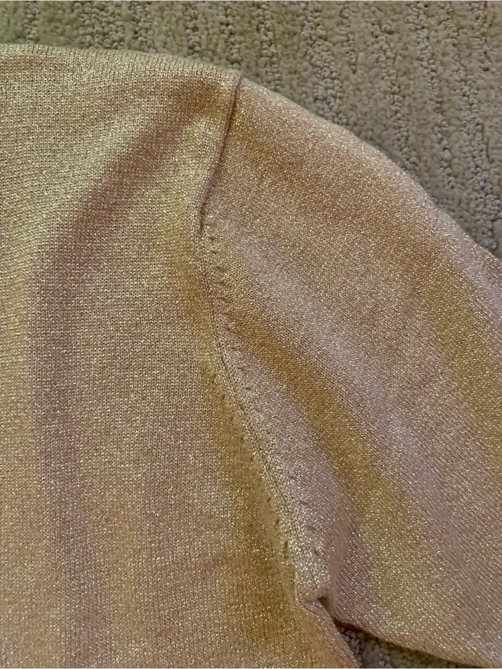August Silk Metallic Gold Short-Sleeve Knit Tee, Size Large - Picture 3 of 3